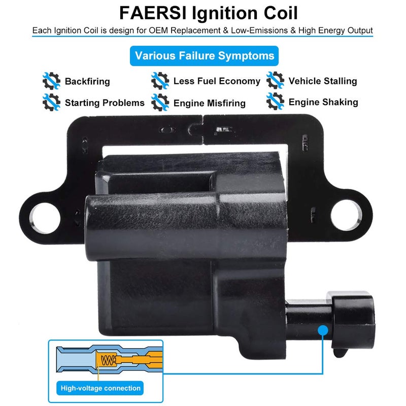 FAERSI Set of 8 Ignition Coil Pack Compatible with Chevy Silverado, Avalanche, Suburban, GMC & Cadillac Vehicles, Scalade, Avalanche, Silverado, Express 3500, Tahoe, Sierra, Replace for UF271, 5C1083, D581 - Image 4